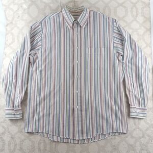 Arrow Dover Striped Button Down Shirt Long Sleeve Cotton Blend Mens 16-32/33 USA
